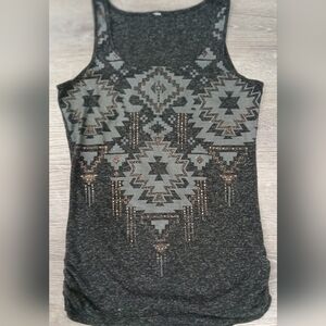 Gray Geometric Tank Top